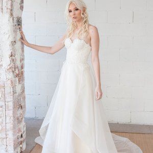 Couture Strapless A-line Wedding Dress with Overskirt